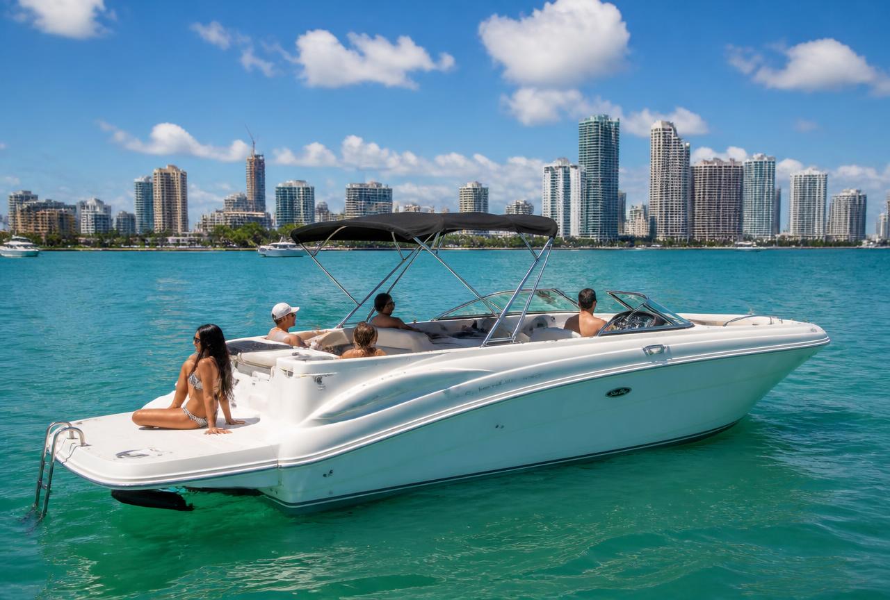 Full Send 32' Party Deck — 32 ft bowrider boat rental in Miami, Florida